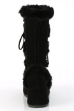 Platform Lace-Up Mid-Calf Boots with Faux Fur Trim and Full Inner Side Zip