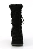 Platform Lace-Up Mid-Calf Boots with Faux Fur Trim and Full Inner Side Zip