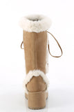 Platform Lace-Up Mid-Calf Boots with Faux Fur Trim and Full Inner Side Zip