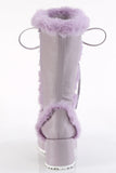 Platform Lace-Up Mid-Calf Boots with Faux Fur Trim and Full Inner Side Zip