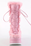 Platform Lace-Up Mid-Calf Boots with Faux Fur Trim and Full Inner Side Zip