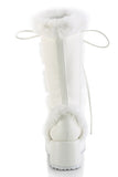 Platform Lace-Up Mid-Calf Boots with Faux Fur Trim and Full Inner Side Zip