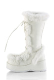 Platform Lace-Up Mid-Calf Boots with Faux Fur Trim and Full Inner Side Zip