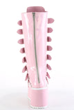Platform Knee-High Boots with 8 Buckle Straps, Metal Plate Details, and Back Metal Zip Closure