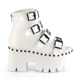 3.5" Chunky Heel Studded Platform Bootie Sandal with Buckle Straps and Back Zip