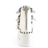 3.5" Chunky Heel Studded Platform Bootie Sandal with Buckle Straps and Back Zip