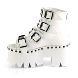 3.5" Chunky Heel Studded Platform Bootie Sandal with Buckle Straps and Back Zip