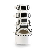 3.5" Chunky Heel Studded Platform Bootie Sandal with Buckle Straps and Back Zip