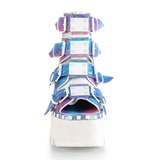 3.5" Chunky Heel Studded Platform Bootie Sandal with Buckle Straps and Back Zip