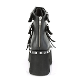 3.5" Chunky Heel Studded Platform Bootie Sandal with Buckle Straps and Back Zip