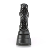 Tiered Platform Lace-Up Mid-Calf Boot with Dual Metal Zip Closures