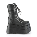 Tiered Platform Lace-Up Mid-Calf Boot with Dual Metal Zip Closures