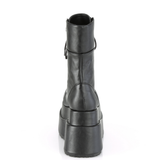 Tiered Platform Lace-Up Mid-Calf Boot with Dual Metal Zip Closures