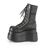 Tiered Platform Lace-Up Mid-Calf Boot with Dual Metal Zip Closures