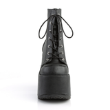 5" Chunky Heel Platform Lace-Up Ankle Boot with Metal Back Zip Closure