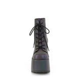 5" Chunky Heel Platform Lace-Up Ankle Boot with Metal Back Zip Closure