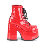 5" Chunky Heel Platform Lace-Up Ankle Boot with Metal Back Zip Closure
