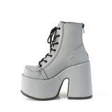 5" Chunky Heel Platform Lace-Up Ankle Boot with Metal Back Zip Closure