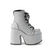 5" Chunky Heel Platform Lace-Up Ankle Boot with Metal Back Zip Closure