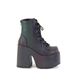 5" Chunky Heel Platform Lace-Up Ankle Boot with Metal Back Zip Closure