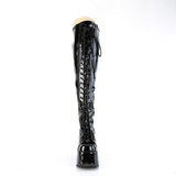 Chunky Heel Stretch Wide Calf Thigh-High Boots with Outside Metal Zip