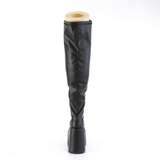 Chunky Heel Stretch Wide Calf Thigh-High Boots with Outside Metal Zip