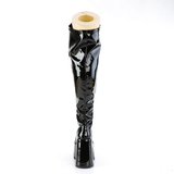 Chunky Heel Stretch Wide Calf Thigh-High Boots with Outside Metal Zip