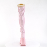 Star Cutout Platform Wedge Lace-Up Stretch Thigh-High Boots with Full-Length Outside Metal Zip