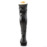 2" Platform Stretch Thigh-High Lace-Up Boots with Outer Metal Zip Closure