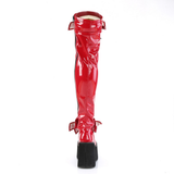 4 1/2” Wedge Platform D-Ring Lace-Up Thigh-High Boots with Adjustable Straps & Removable Oversized Bows