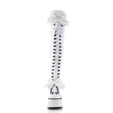 4 1/2” Wedge Platform D-Ring Lace-Up Thigh-High Boots with Adjustable Straps & Removable Oversized Bows