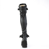 4 1/2” Wedge Platform D-Ring Lace-Up Thigh-High Boots with Adjustable Straps & Removable Oversized Bows