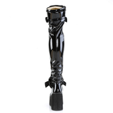 4 1/2” Wedge Platform D-Ring Lace-Up Thigh-High Boots with Adjustable Straps & Removable Oversized Bows