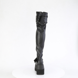 Open-Front Lace-Up Stretch Thigh-High Boots with Hook-and-Loop Straps & Inner Zip