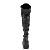 Over-The-Knee Boots with Front Buckle Straps, Back Stretch Lace Panel & Side Zip