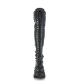 Over-The-Knee Boots with Front Buckle Straps, Back Stretch Lace Panel & Side Zip