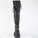 Over-The-Knee Boots with Spike Plate Straps, Contrast Stitching & Inner Zip
