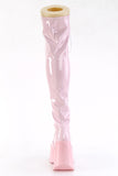 Star Cutout Platform Wedge Lace-Up Stretch Thigh-High Boots with Full-Length Outside Metal Zip