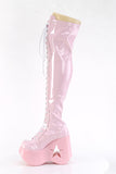 Star Cutout Platform Wedge Lace-Up Stretch Thigh-High Boots with Full-Length Outside Metal Zip