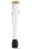 Star Cutout Platform Wedge Lace-Up Stretch Thigh-High Boots with Full-Length Outside Metal Zip