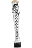 Star Cutout Platform Wedge Lace-Up Stretch Thigh-High Boots with Full-Length Outside Metal Zip