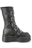 Mid-Calf Boots with 5 Buckle Straps, Colorful Heart-Shaped Metal Plates, and Back Metal Zip Closure