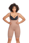 Mid Compression Seamless Body Shaper – Dual Side Zippers, Adjustable Straps, Short Legs – Full Back Coverage & Crotch Opening