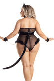 Disco Kitty sparkle mesh teddy with Marabou Details and Gold Hardware and Vinyl Details