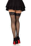 Pia Micro Net Thigh High Stockings with Silicone Lace Top (6 Pack)