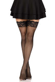 Pia Micro Net Thigh High Stockings with Silicone Lace Top (6 Pack)