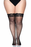Pia Micro Net Thigh High Stockings with Silicone Lace Top (6 Pack)