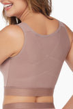 High Support Compression Bra, Front Closure Wire-Free Bra with Wide Adjustable Padded Straps