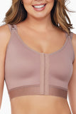 High Support Compression Bra, Front Closure Wire-Free Bra with Wide Adjustable Padded Straps