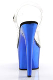 Chrome 7 Inch High Heel Platform Ankle Strap Sandals, Open Toe Stiletto Shoes with 2 3/4 Inch Platform